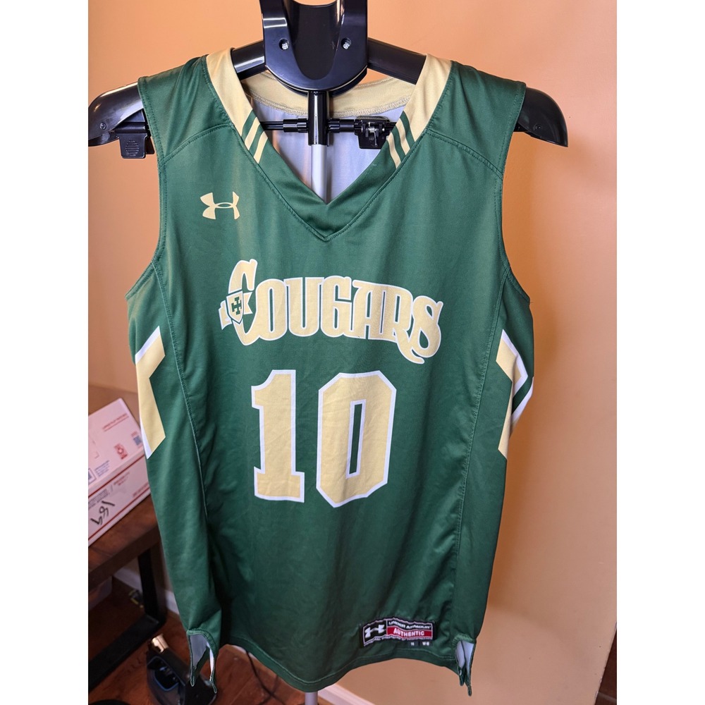 Under Armour Cougars Basketball Jersey Green Gold Number 10 Womens Medium 16